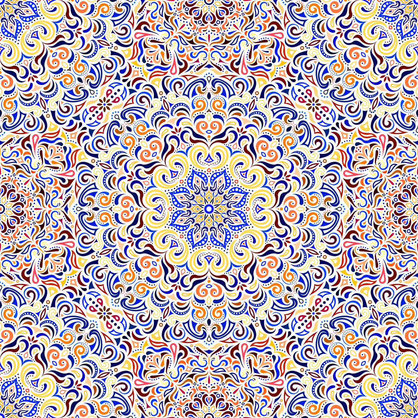 Orange - Blue - Yellow Mandala Fabric 2007.1i