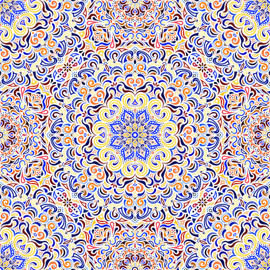 Orange - Blue - Yellow Mandala Fabric 2007.1i