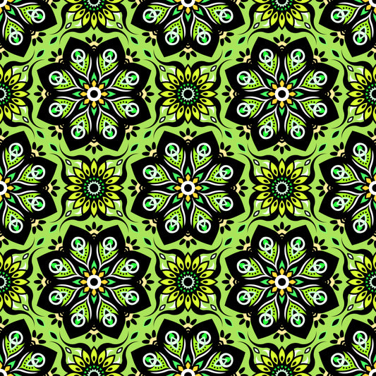 Green - Yellow Mandala Fabric - 236