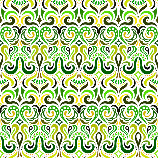 Green - Yellow Abstract Doodle Fabric 1001i