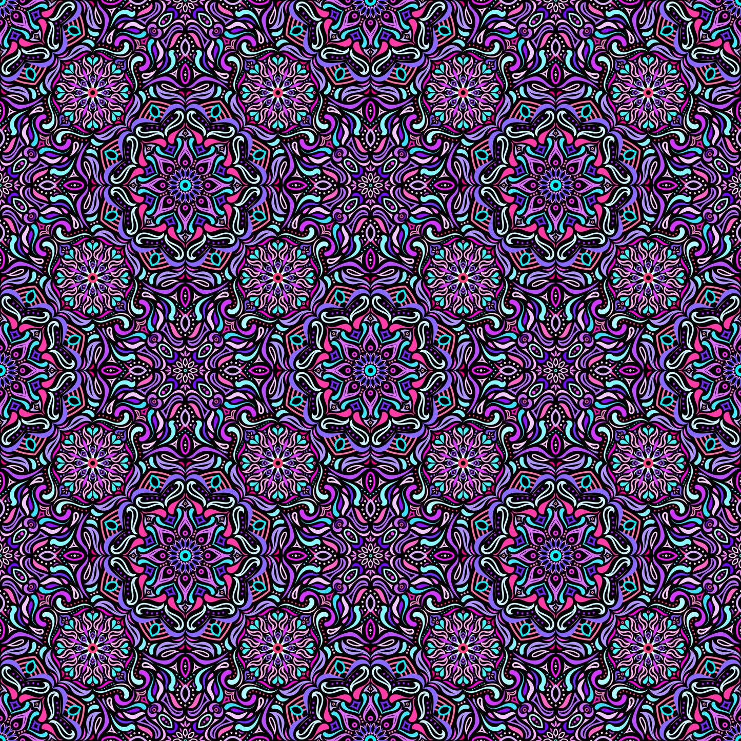 Purple - Turquoise - Pink Mandala Fabric 2009.4