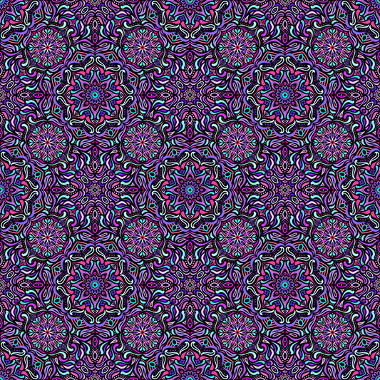 Purple - Turquoise - Pink Mandala Fabric 2009.4
