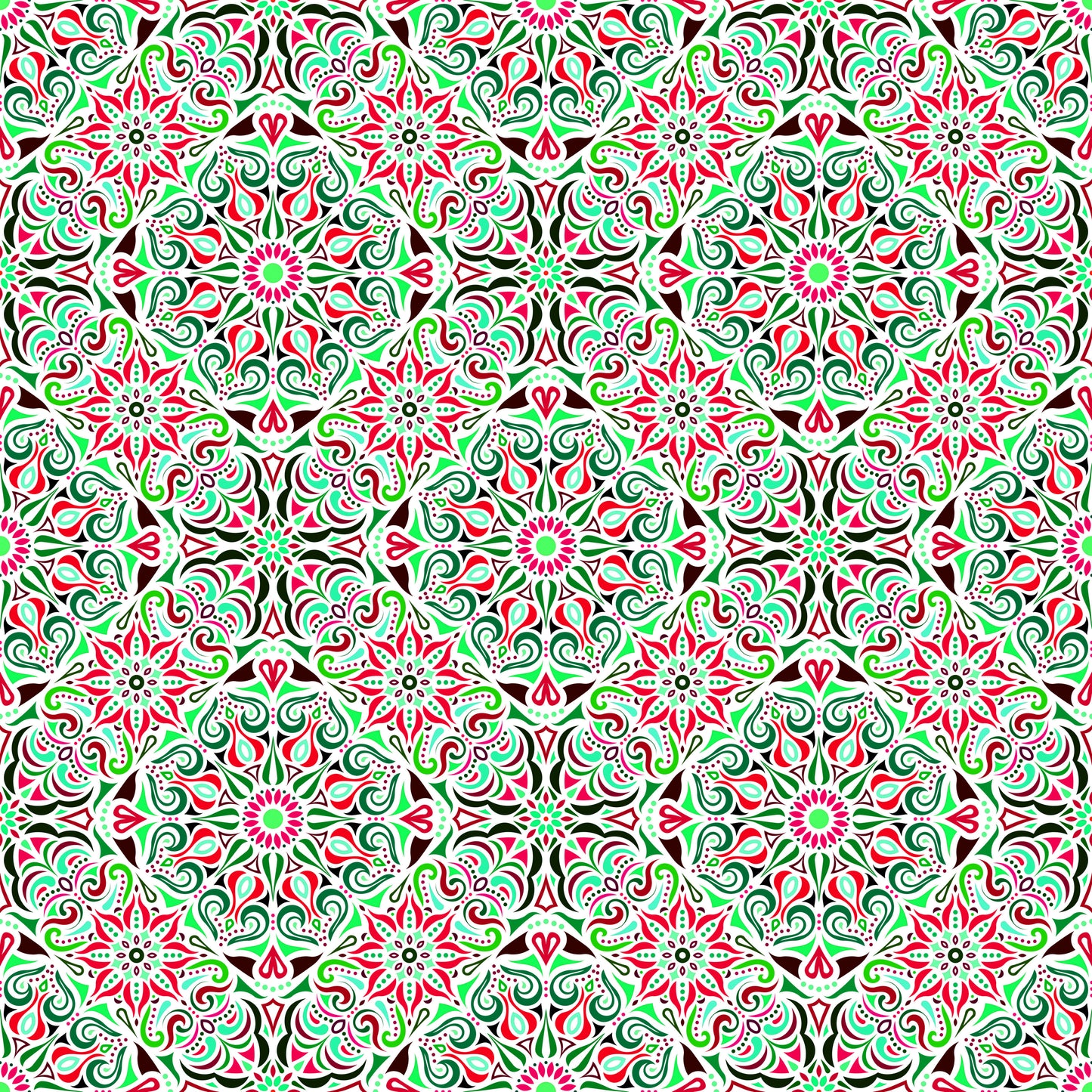 Red - Green Mandala Fabric 2007.2i