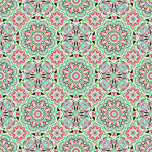 Red - Green Mandala Fabric 2007.2i