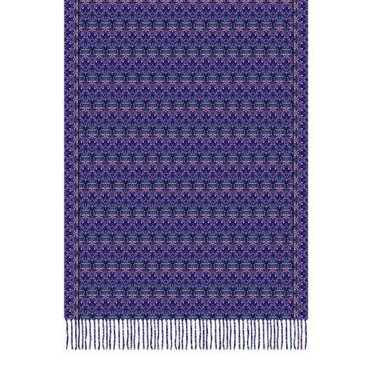 Purple - Pink - Blue Abstract Doodle Scarf with Tassels
