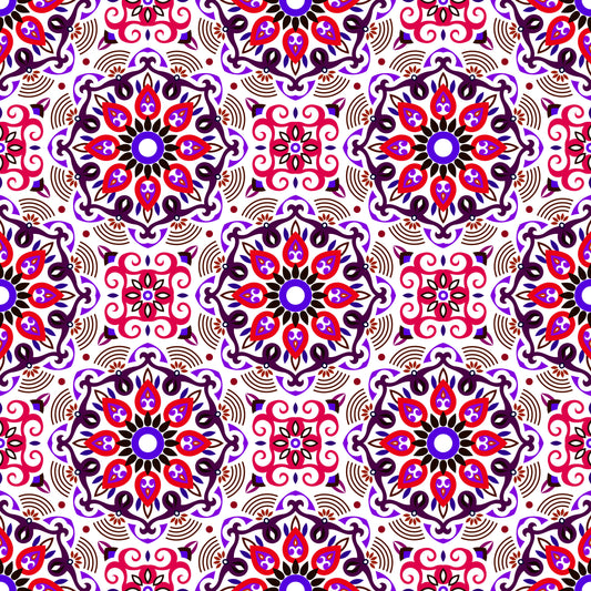 Red - Purple Mandala Fabric - 140i