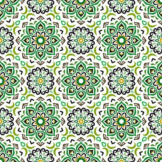 Green - Yellow Mandala Fabric - 213i