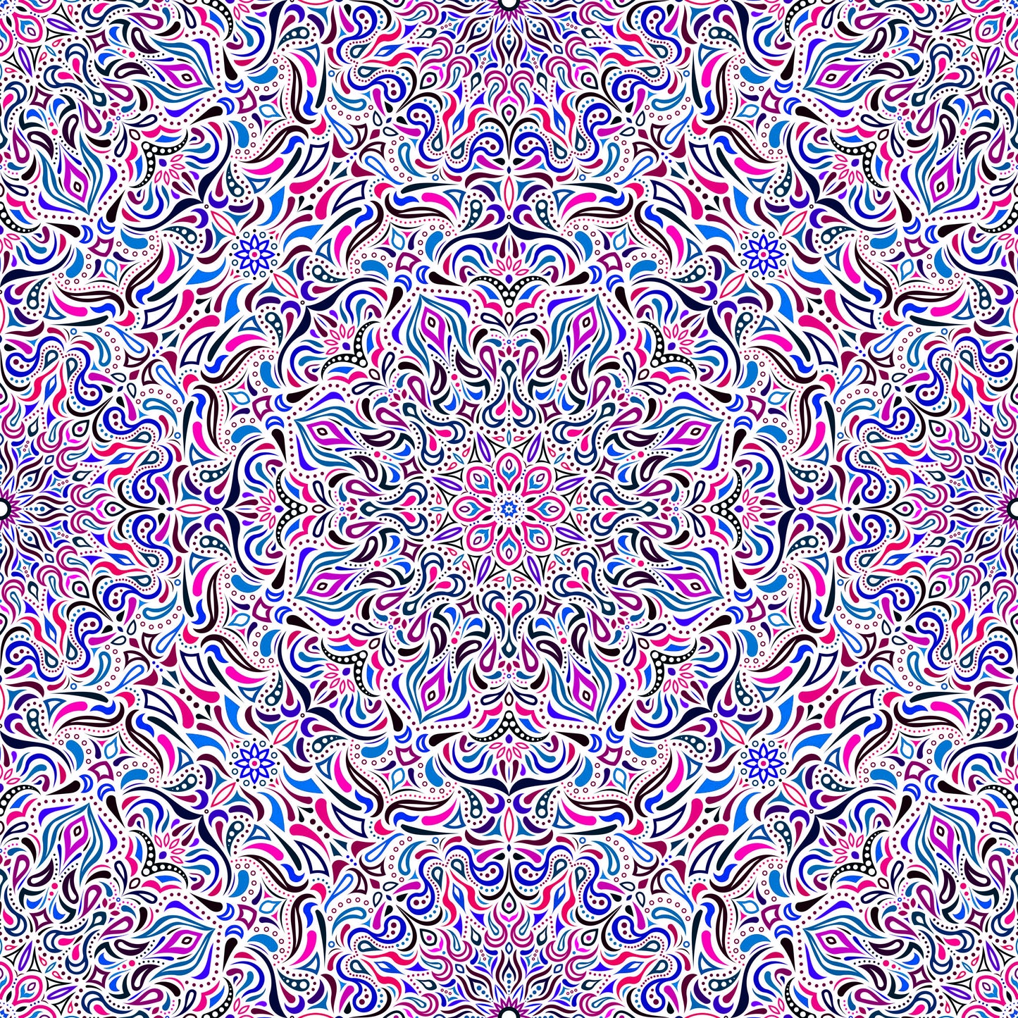 Blue - Pink - Purple Mandala Fabric 2008.1i