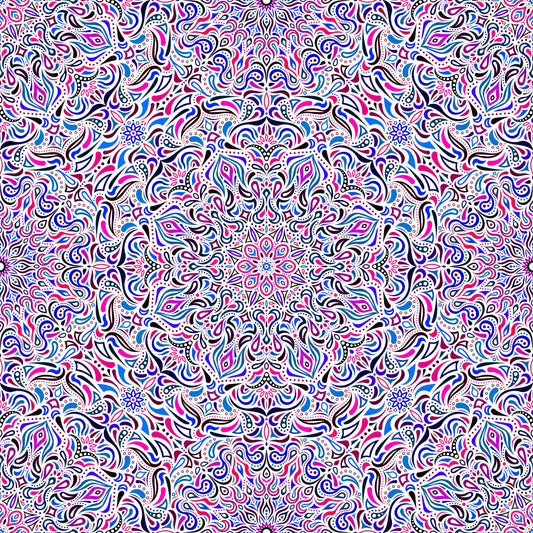 Blue - Pink - Purple Mandala Fabric 2008.1i