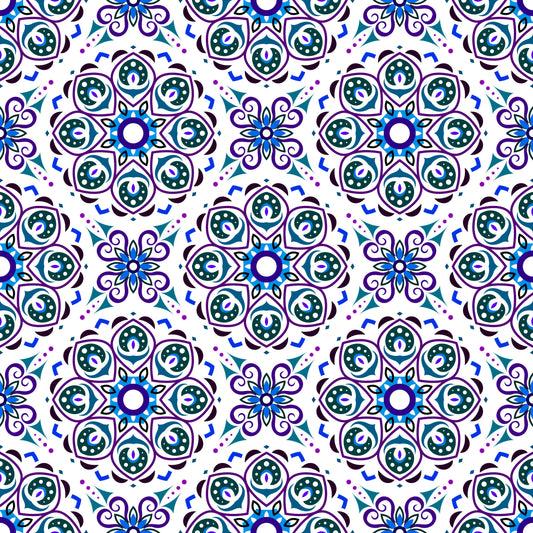 Purple - Blue Mandala Fabric - 183i