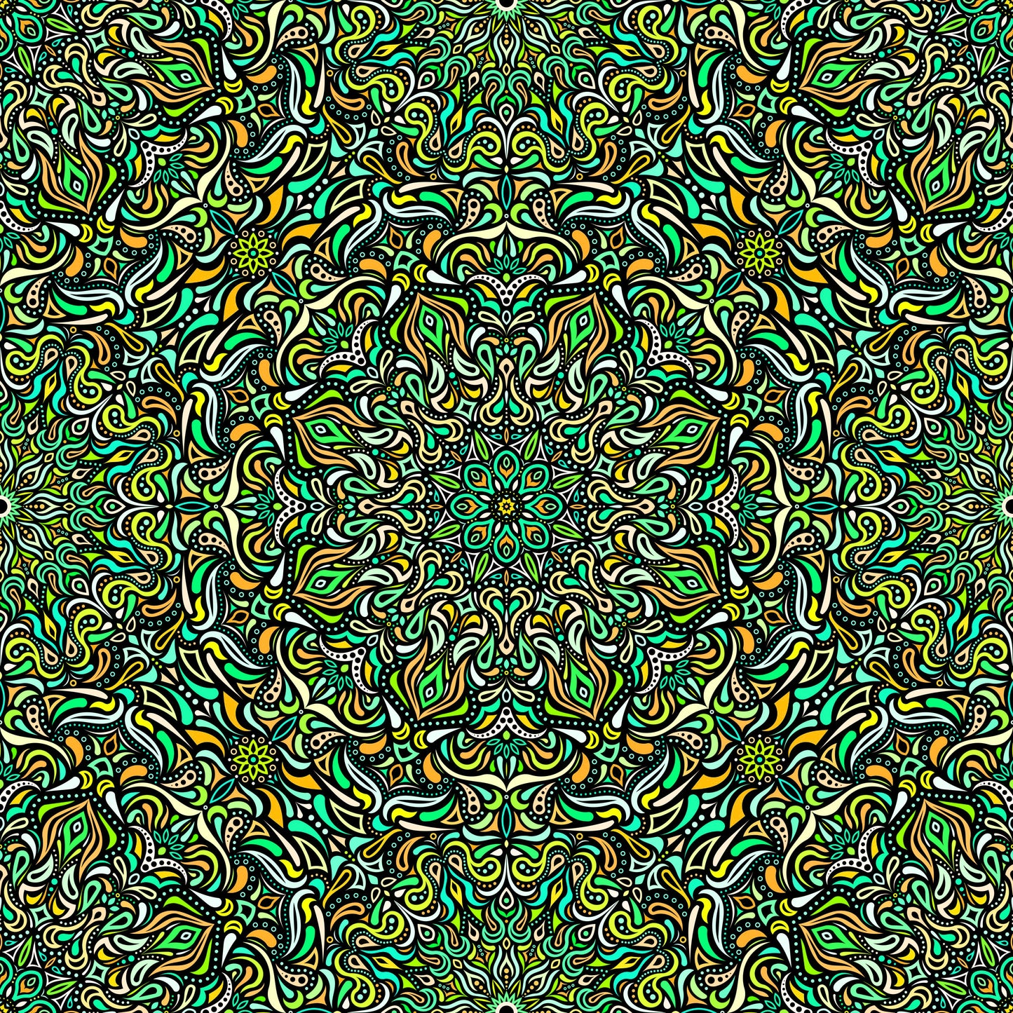 Yellow - Green Mandala Fabric 2008.1