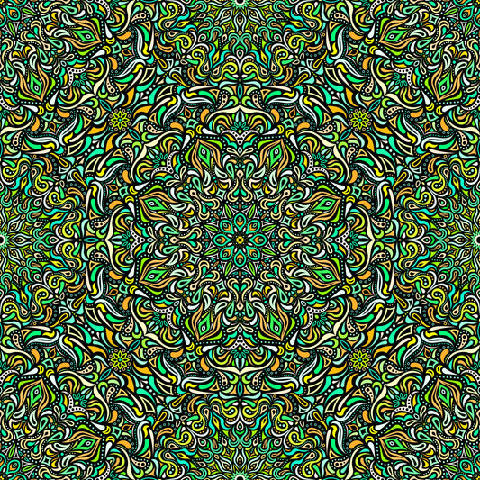 Yellow - Green Mandala Fabric 2008.1