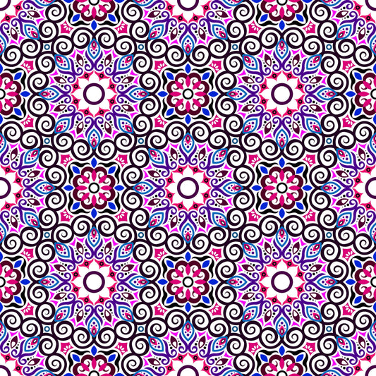 Pink - Blue - Purple Mandala Fabric - 125i