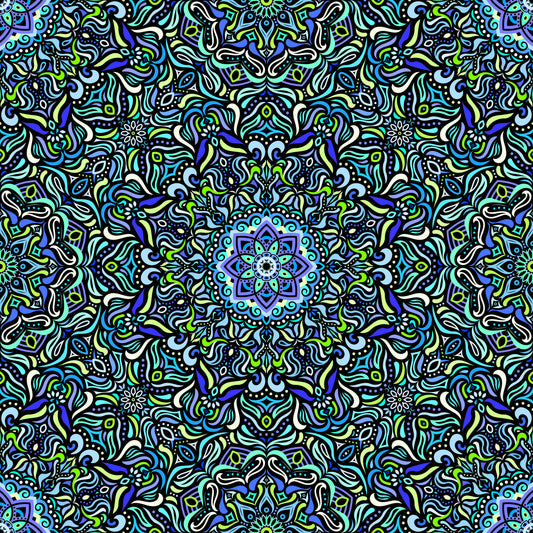 Turquoise - Blue - Green Mandala Fabric 2009.1
