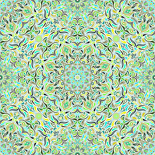 Turquoise - Green Mandala Fabric 2008.1i