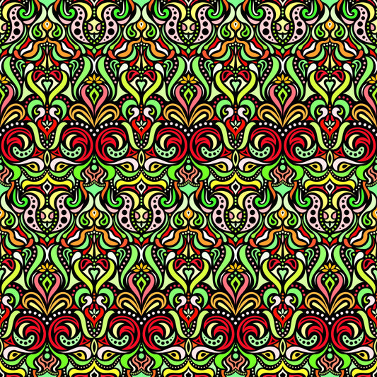 Red - Green - Yellow Abstract Doodle Fabric 1011.4