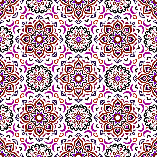 Red - Purple Mandala Fabric - 213i