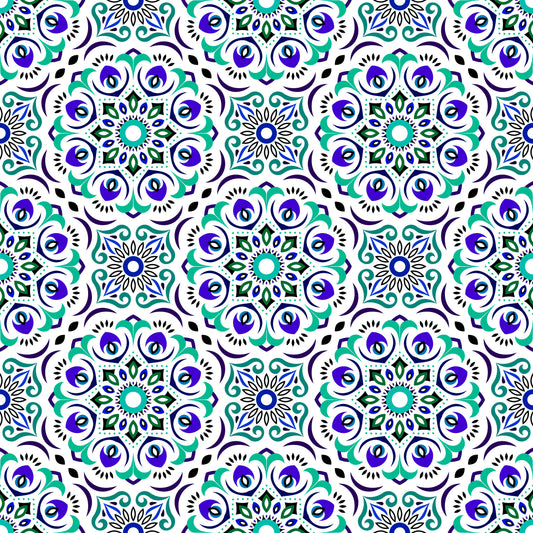 Turquoise - Blue Mandala Fabric - 209i