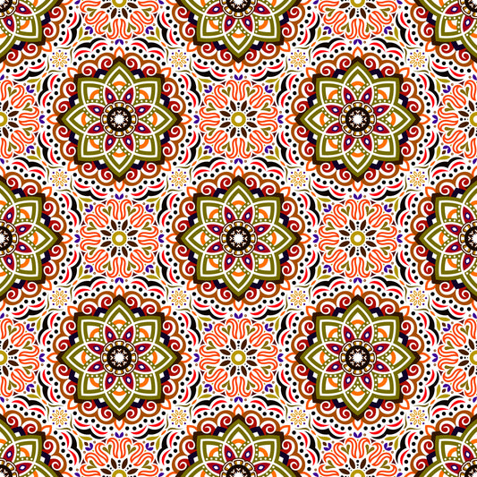 Orange - Brown - Purple Mandala Fabric 2009.3i