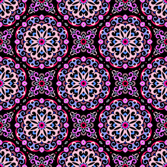 Pink - Blue - Red Mandala Fabric - 188