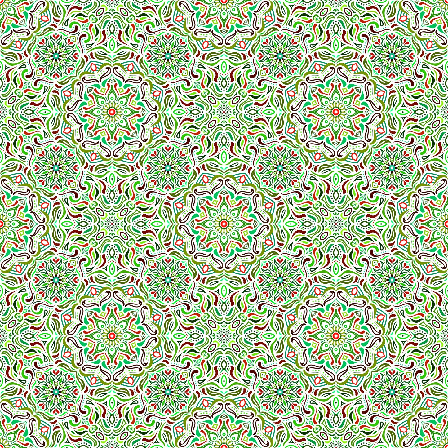 Green - Red Mandala Fabric 2009.4i