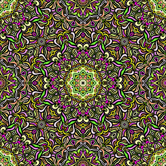 Yellow - Pink - Green Mandala Fabric 2009.1