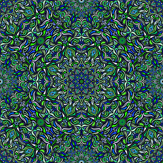 Green - Blue - Turquoise Mandala Fabric 2008.1