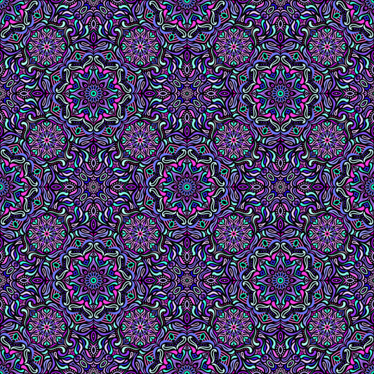 Purple - Turquoise - Pink Mandala Fabric 2009.4