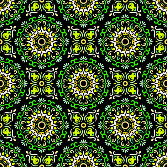 Green - Yellow Mandala Fabric - 174