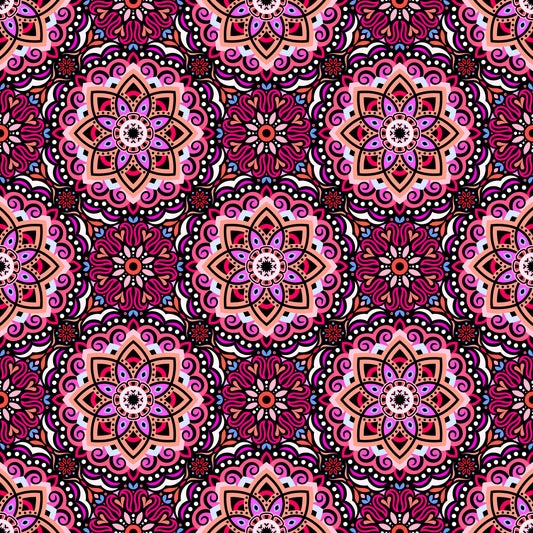 Pink - Blue - Red Mandala Fabric 2009.3