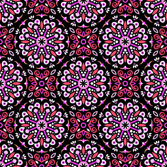 Red - Pink Mandala Fabric - 156