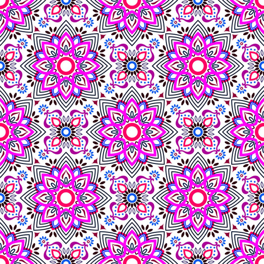 Pink - Red - Blue Mandala Fabric - 145i
