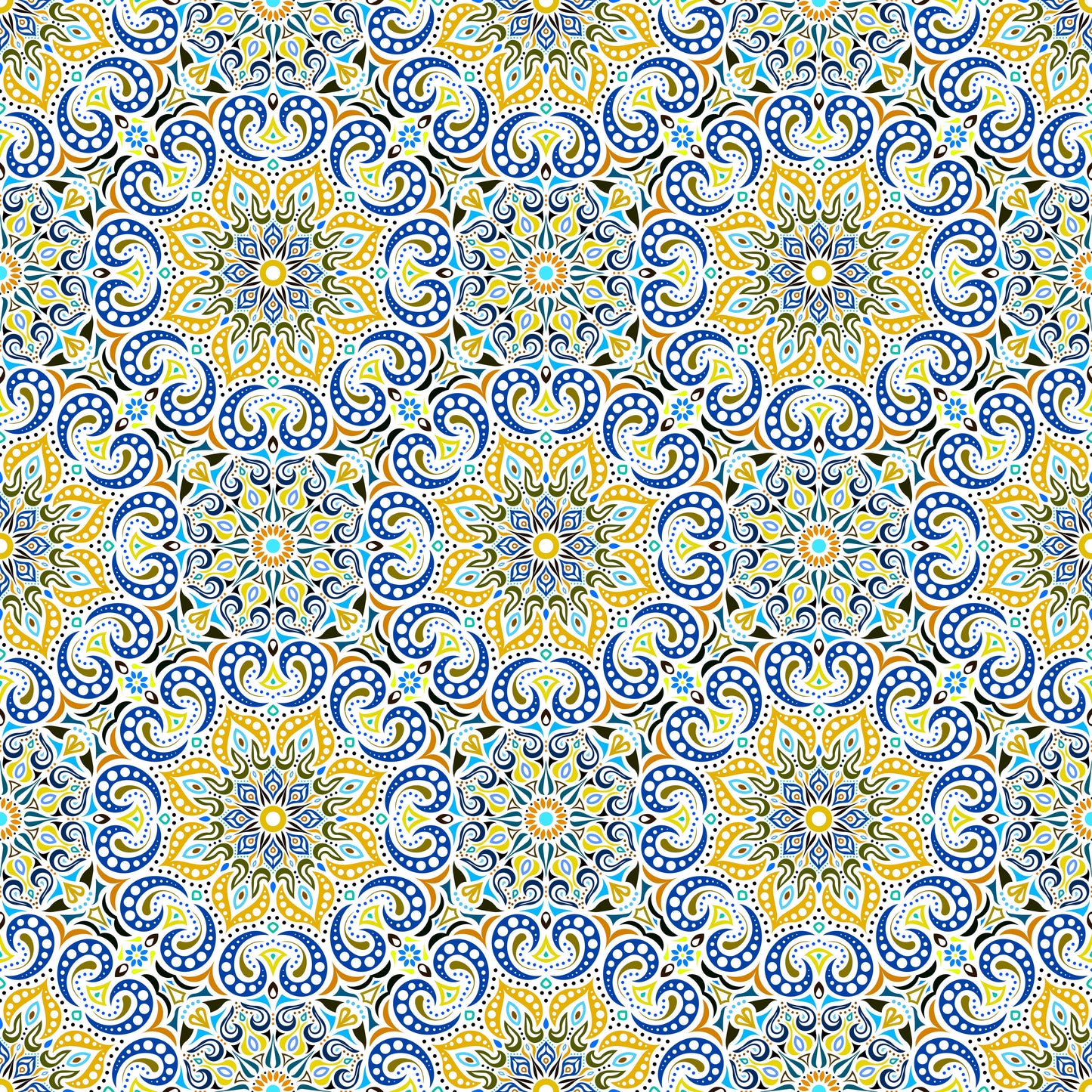 Yellow - Blue Mandala Fabric 2007.3i