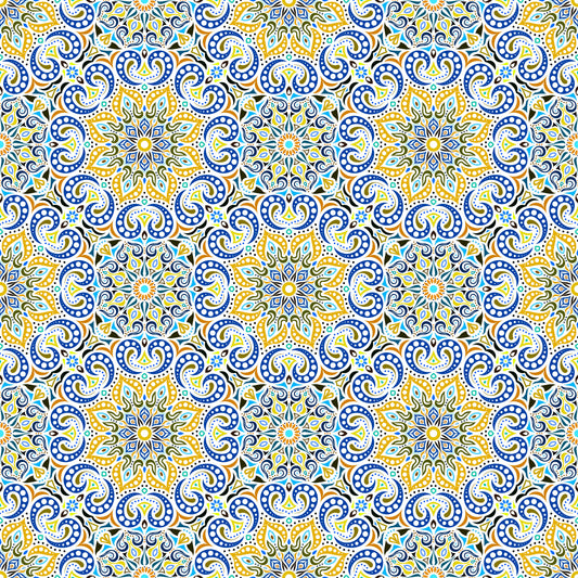 Yellow - Blue Mandala Fabric 2007.3i
