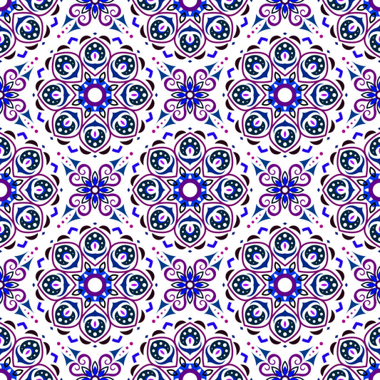 Blue - Purple Mandala Fabric - 183i