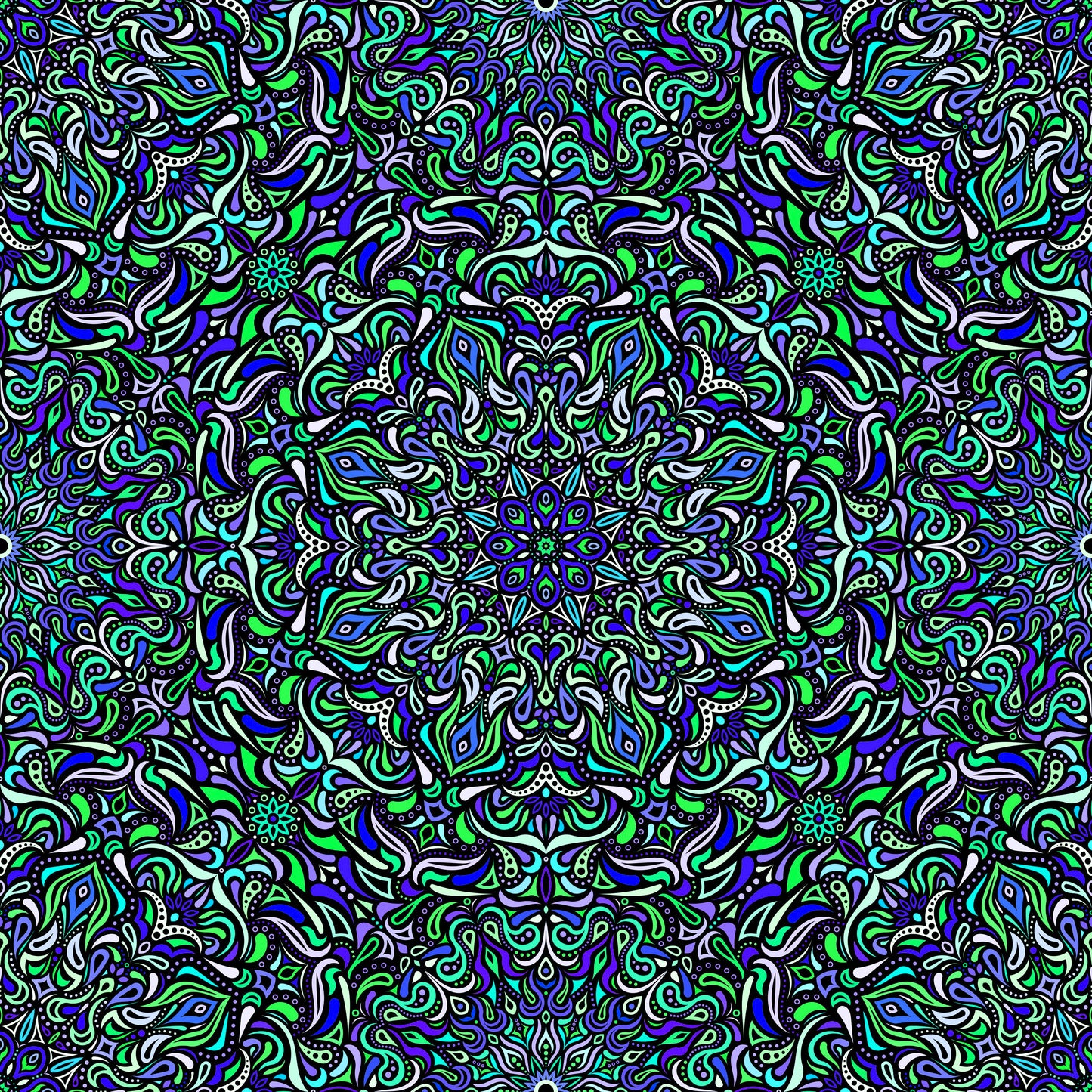 Green - Blue - Turquoise Mandala Fabric 2008.1