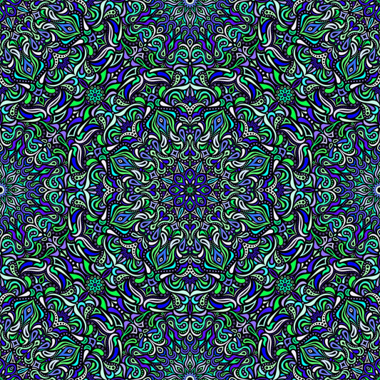 Green - Blue - Turquoise Mandala Fabric 2008.1