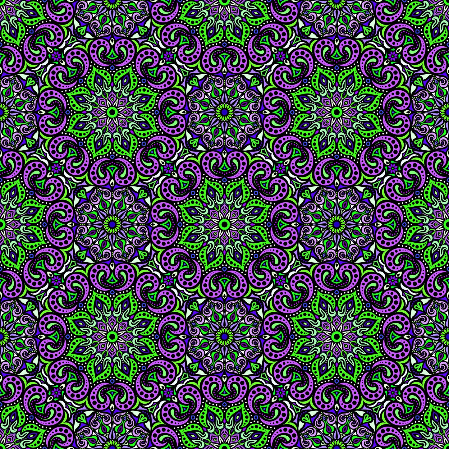 Purple - Green Mandala Fabric 2007.3