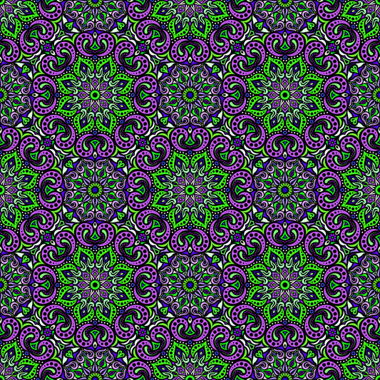 Purple - Green Mandala Fabric 2007.3
