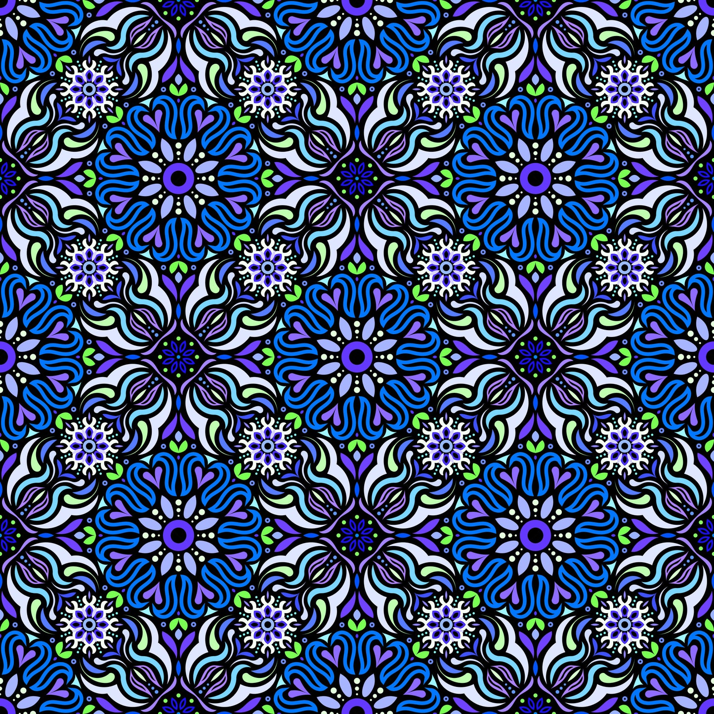 Blue - Green Mandala Fabric 2009.2
