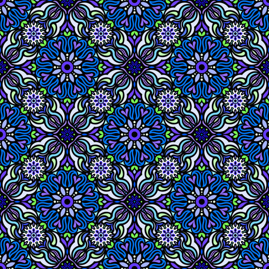 Blue - Green Mandala Fabric 2009.2