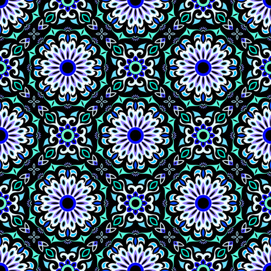 Turquoise - Blue Mandala Fabric - 198