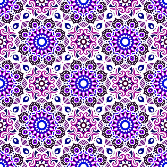 Purple - Blue Mandala Fabric - 193i