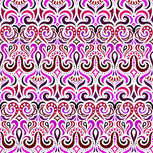 Pink - Purple - Red Abstract Doodle Fabric 1001i