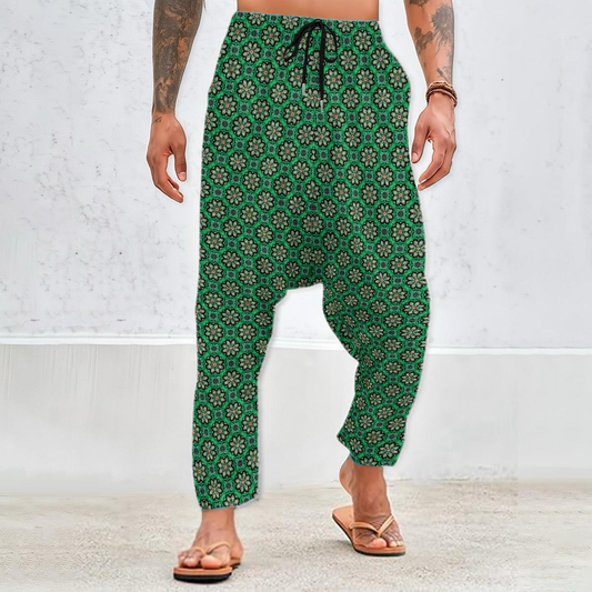 Green - Turquoise - Yellow Velvet Harem Pants 237