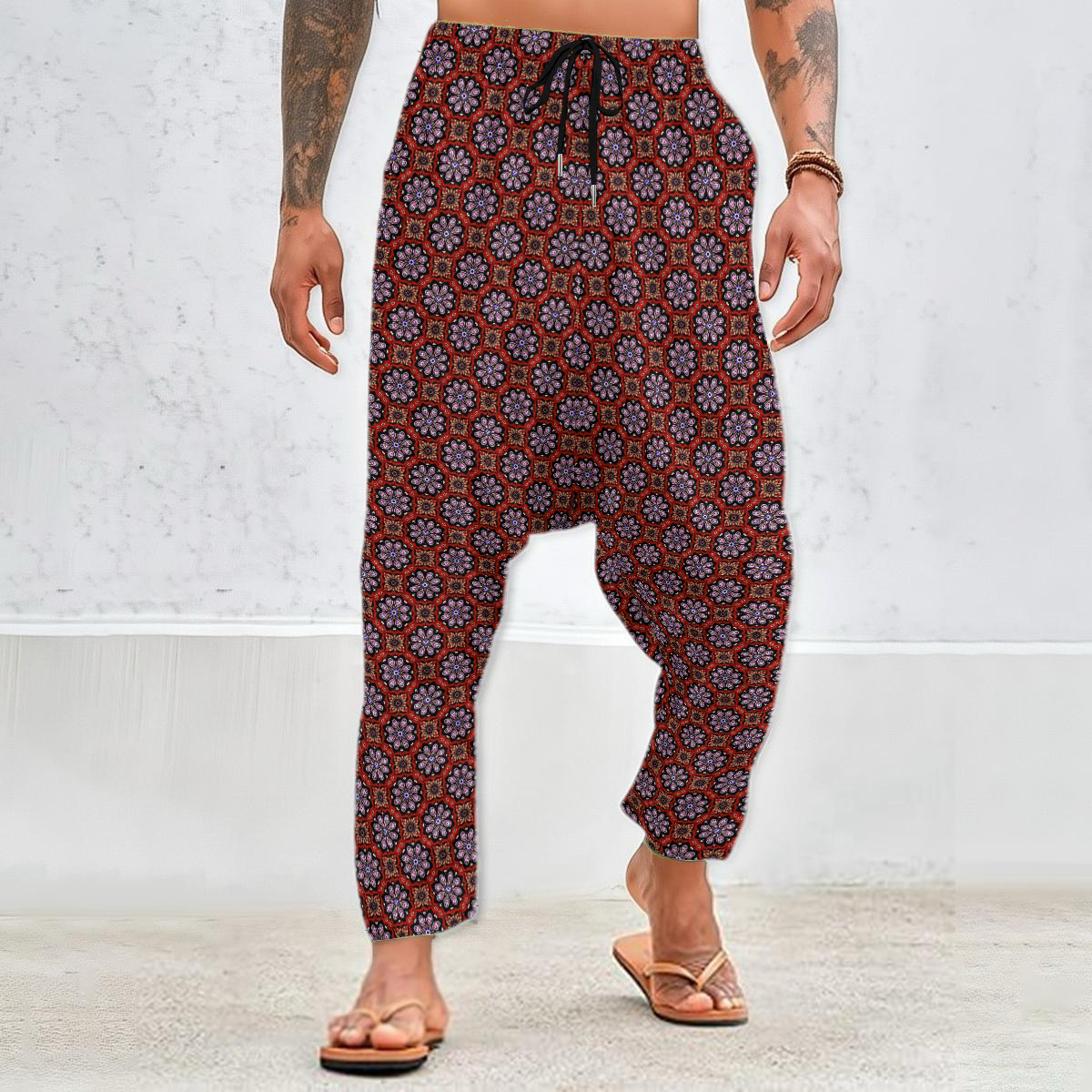 Red - Orange - Purple Velvet Harem Pants 237