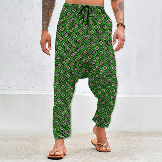 Green - Orange Velvet Harem Pants 237