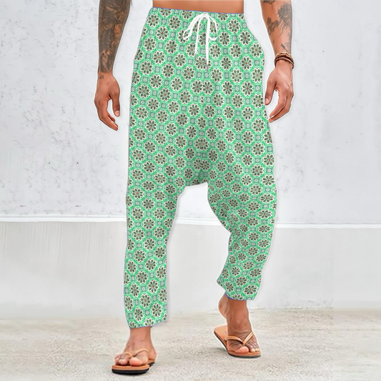 Turquoise - Green Velvet Harem Pants 237i