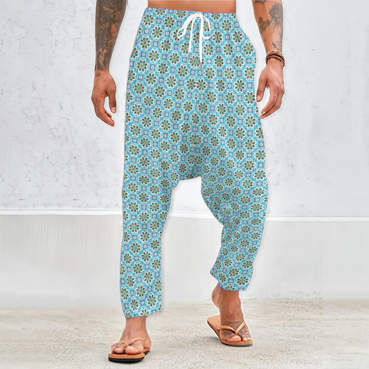 Turquoise - Green - Blue Velvet Harem Pants 237i
