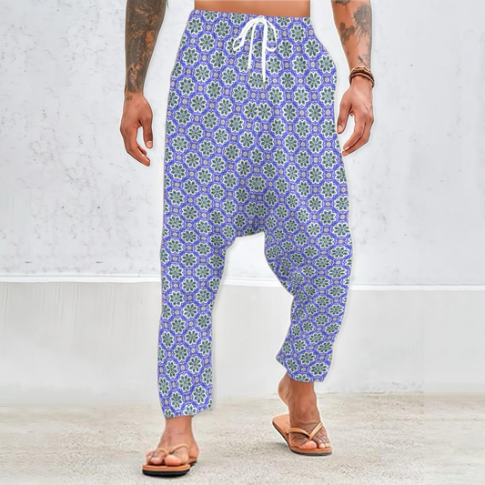 Blue - Turquoise Velvet Harem Pants 237i